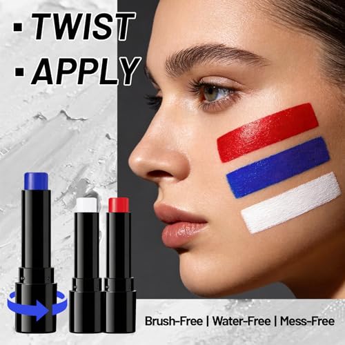 3PCS Face Body Paint Stick Set - Blue White Red