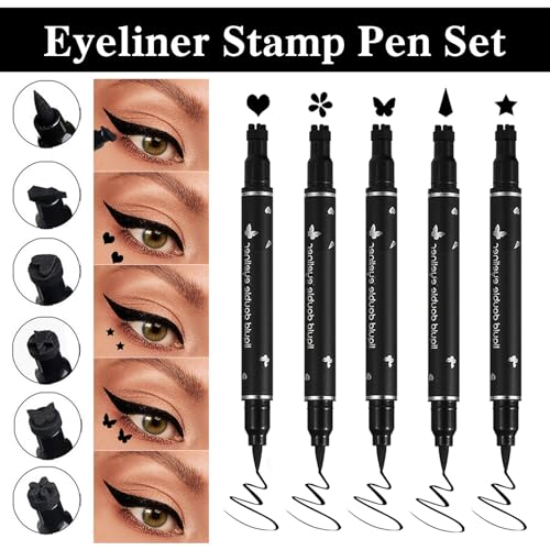 Liquid Winged Eyeliner Stamp Pen Set, 5 Pcs Waterproof