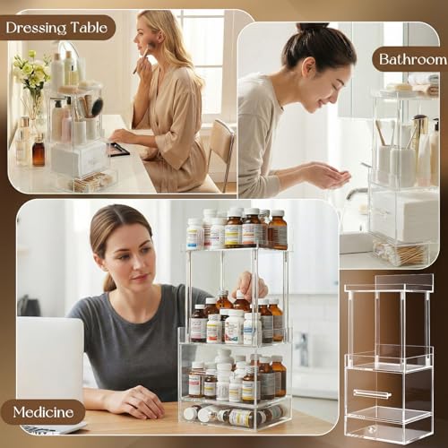 Qinyoung 4-Tier Acrylic Vanity Organizer for XL Facial Towels
