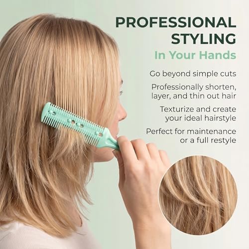 Portable Green Hair Trimmer Comb - Dual-Sided Razor for Frizz & Grooming