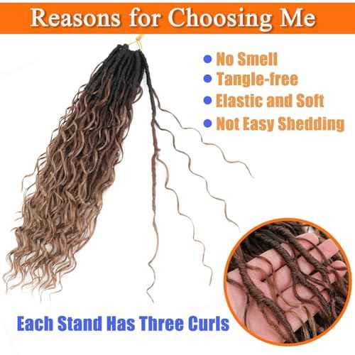 Boho Faux Locs Crochet Hair 24Inch 7Packs Bohemian Goddess Locs Crochet Hair Pre Looped Boho Soft Locs Synthetic Braids Hair Extensions for Women (1b/30/27#, 24 Inch)