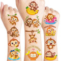 96 Monkey Temporary Tattoos for Kids - Jungle Animal Designs
