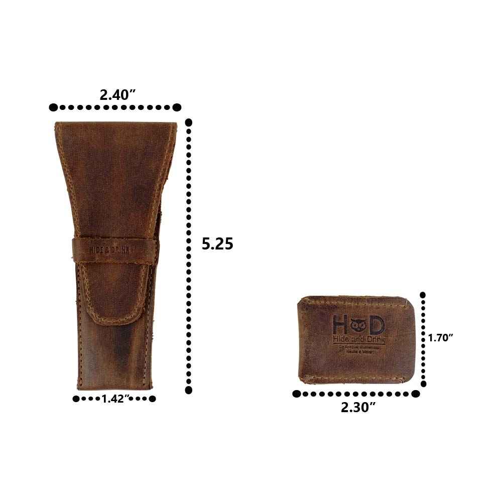 Hide & Drink, Leather Safety Razor Case & Razor Head Protective Sheath - Personal Care Essentials - Handmade
