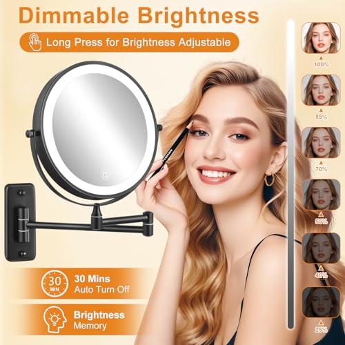 8" Lighted Wall Mounted Makeup Mirror - 1X/30X Magnification