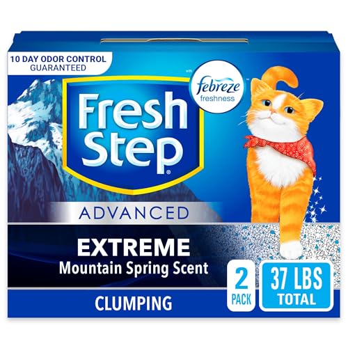 Fresh Step Clumping Cat Litter, Extreme, Advanced Long Lasting Odor Control Kitty Litter with Activated Charcoal, Low Dust Formula, 37 lb