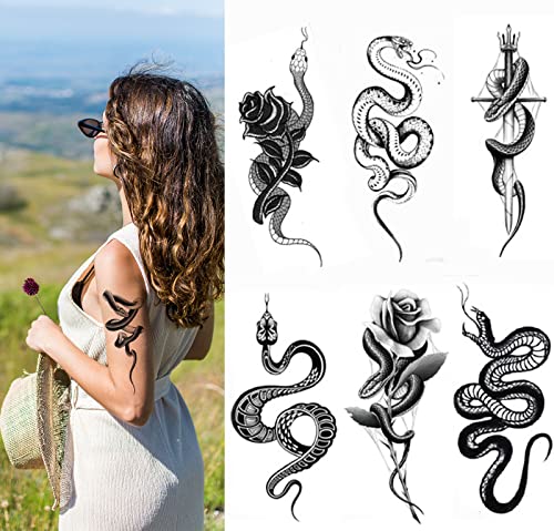 Snake Temporary Tattoo Stickers - 10 Sheet Pack for Men Women