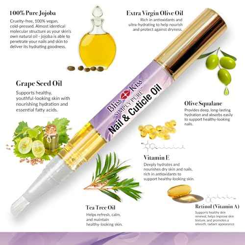 Bliss Kiss | 1 Lavender Vanilla | Nail Oil Cuticle Pen w/Vitamin E & Jojoba?Nail Strengthener Nail Growth Serum for Brittle Peeling Breaking Thin Nails