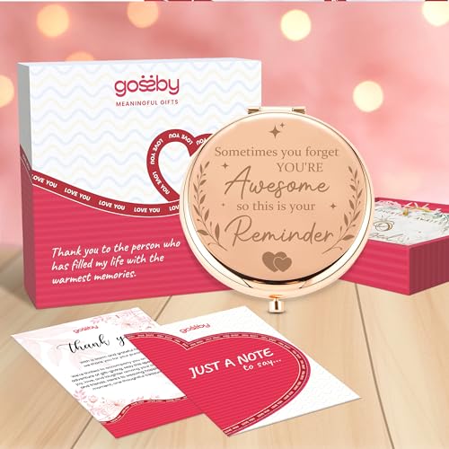 Gossby Inspirational Gift for Women - Sometimes You Forget You¡¯re Awesome - Encouragement, Thank You, Appreciation, Motivational Gift Teacher, Best Friend, Coworker - Double-Sided Pocket Mirror