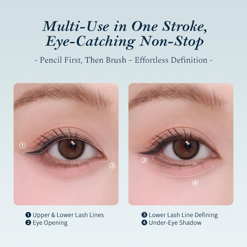 Flower Knows Dual-Ended Gel Eyeliner - Waterproof & Longlasting Natural Black