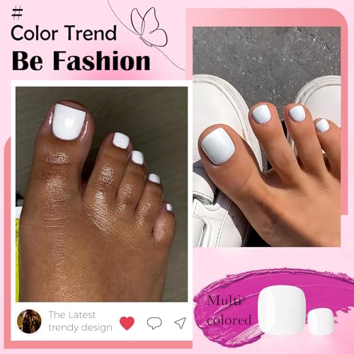 LoveOurHome 120pc White Press On Toenails Short Square