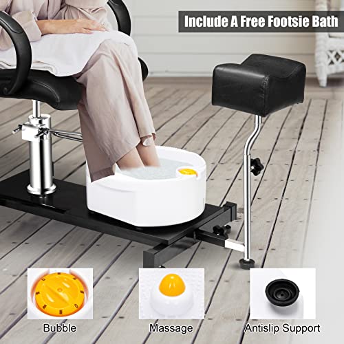 OmySalon Hydraulic Pedicure Chair with Foot Bath & Technician Stool