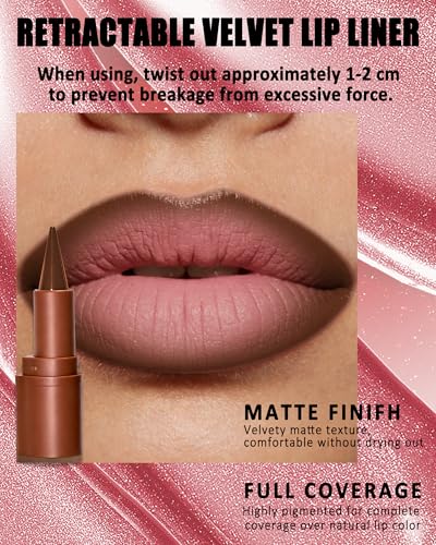 Brown Matte Lip Liner & Nude Glitter Lipstick Combo Set