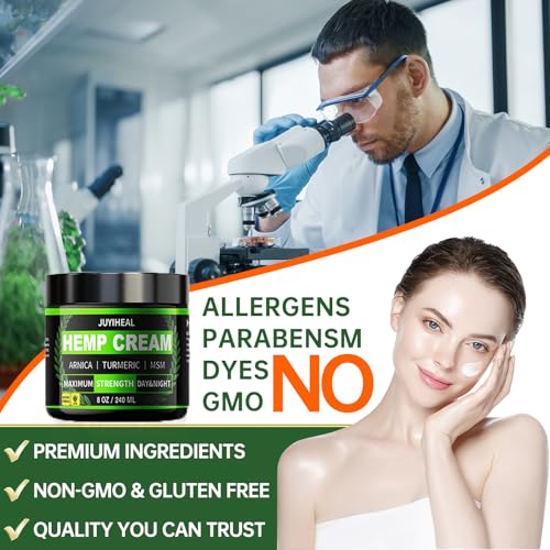 8oz Natural Instant Hemp Cream - Hemp Oil & Arnica, MSM, Turmeric, Menthol, Aloe-Natural Hemp Oil Extract Gel