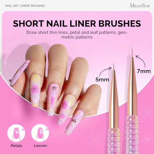 MelodySusie Nail Art Brush Set - 5 Professional Brushes & Holder