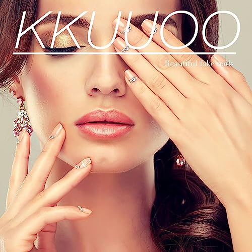 KKUUOO White Cat Eye Press on Nails Long Coffin Fake Nails Handmade False Nails with Glitter Design Full Cover Glossy Acrylic Nails Stick on Nails Jelly Press on Nails for Women Fall Winter Manicure