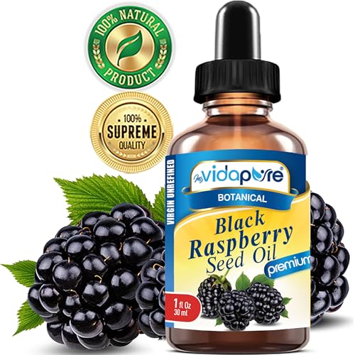 MYVIDAPURE BLACK RASPBERRY SEED OIL 100% Pure VIRGIN UNREFINED for Face, Body, Hair, Lip Care, Nails (1 Fl Oz)