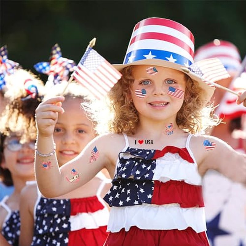 24 Sheet American Flag Temporary Tattoos USA Patriotic Stickers
