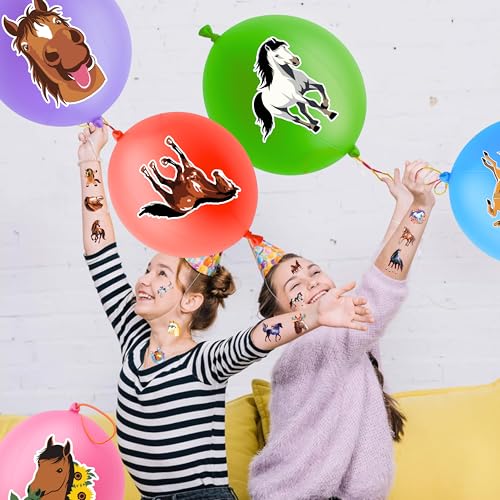 72 PCS Horse Party Favors Set - 48 Tattoos & 24 Punch Balloons