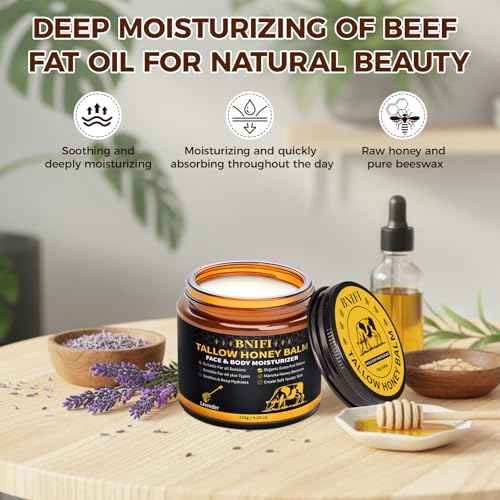 Tallow and Honey Balm for Face Beef Tallow for Skin Organic Grass-Fed Beef Tallow Balm for Face Body Moisturizer (Lavender)