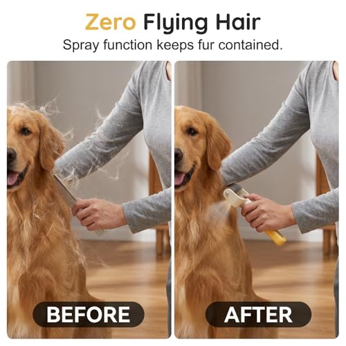 Dual-Sided Pet Grooming Comb with Spray for Dogs & Cats