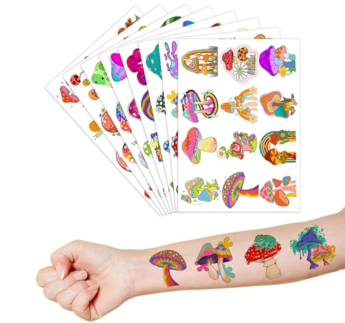 96 Pcs Temporary Tattoos for Kids - Mushroom & Forest Designs