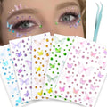 5 Sheets 3D Butterfly Face Gem Stickers Self-Adhesive
