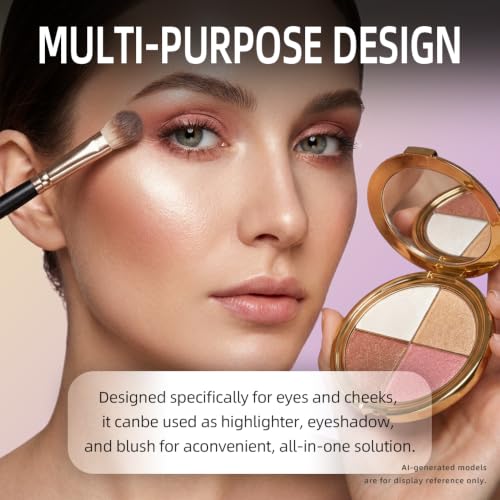 All-in-One Eye & Cheek Palette - 4 Colors, Pink Coral Champagne