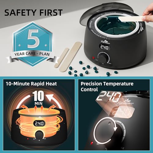 Lifestance Waxing Kit for Women & Men - L2 Digital Wax Pot Warmer