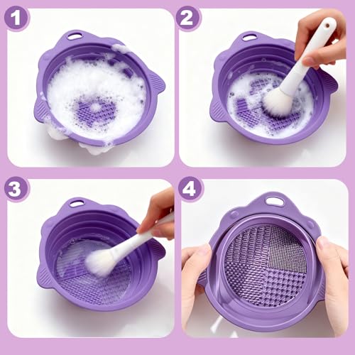 Makeup Brush Cleaner Mat & Drying Basket - 3-in-1 Kit