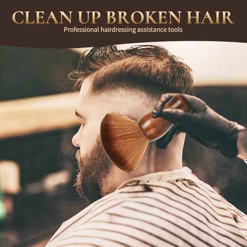 Large Neck Hair Duster Brush, Soft Barber Face Cleaning Hairbrush Nylon Hair Wooden Handle Cutting Kits
