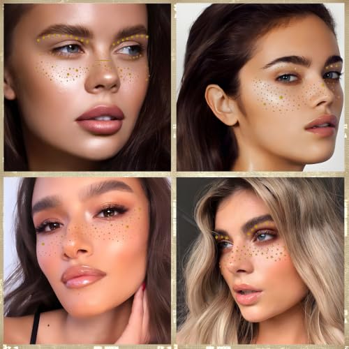 Glitter Freckle Tattoos 12-Sheet Set Waterproof Temporary Face Stickers