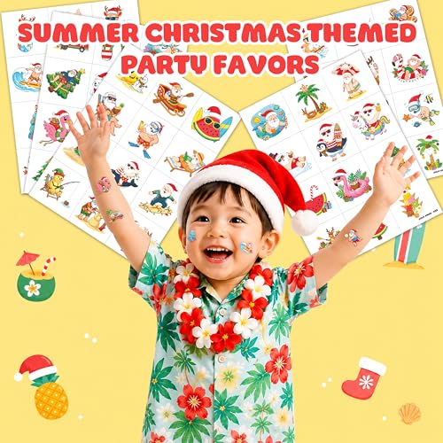 60 Piece Temporary Tattoos for Kids - Christmas & Summer