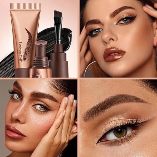 2Pcs Tattoo Eyebrow Gel Easy Peel Off,Temporary Eyebrow Tint,Waterproof Transfer-proof Fuller with 150¡ÆSmall Curved Tray,Defined Brow Stain,for Women Last Up to 5 Days(Espresso)