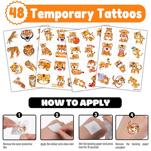 Tiger Party Favors Set - 72 Piece Kit with Balloons & Tattoos