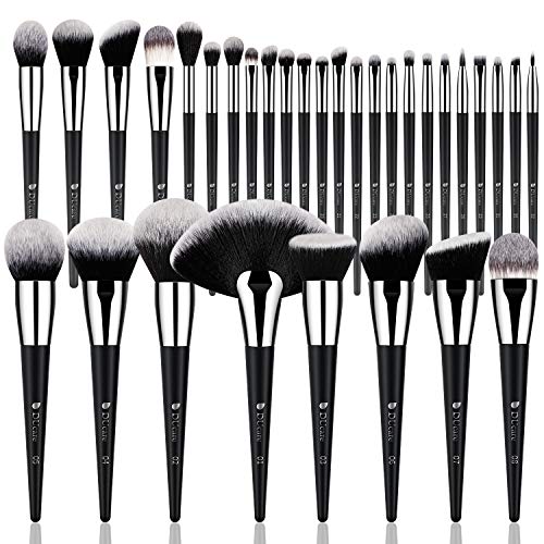 DUcare Silverblack 32-Piece Professional Makeup Brush Set - Ultra-soft Synthetic Brushes for Face & Eyes