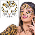 Glitter Leopard Face Tattoos - Cheetah Costume Stickers