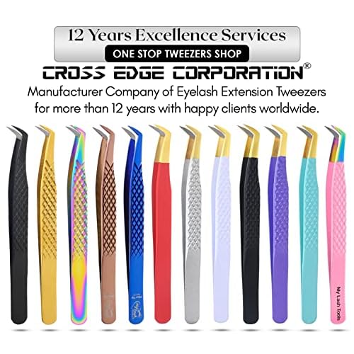 My Lash Tools Fiber Tip Lash Tweezers for Eyelash Extensions Professional Lash Tech Supplies Must Haves Volume Boot Eyelash Tweezers 12cm Stainless Steel Mink Fan Making Lashing Tweezer (Rose Gold)
