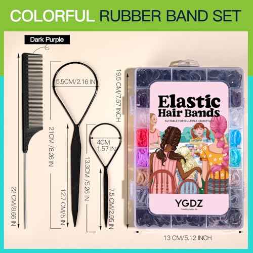 YGDZ Elastic Hair Bands, 1500 pcs Hair Ties, Small Ponytail Holders, Hair Accessories Set for Girls, Women, Toddler, Ponytail Holders, Colorful Rubber Bands for Hair