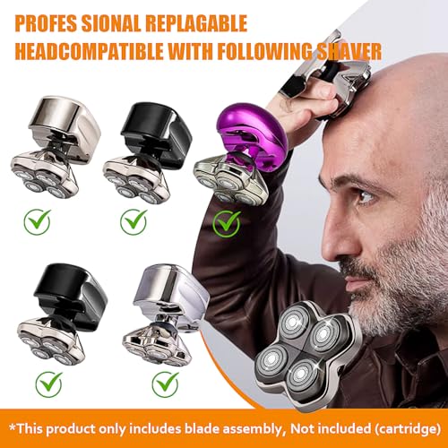 Replacement Blades Shaver PRO 4 Heads Compatible with Skull Head Shaver, Electric Shaver Replacement Blade for Pitbull, Butter flykiss pro & Palm for Bald Men (3 Pcs)