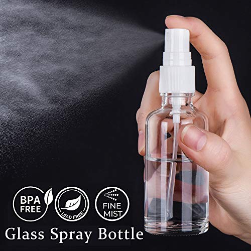 2oz Clear Glass Spray Bottles for Essential Oils - 3 Pack Fine Mist Set