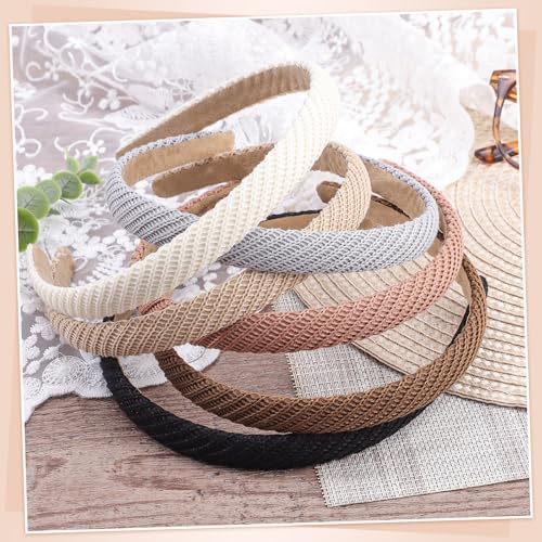 Obeoby 6 Pack Non-Slip Knitted Headbands for Women - Brown Series