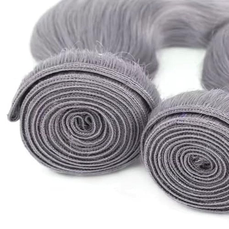 Gray Body Wave Human Hair Bundles 28 30 32 Inch