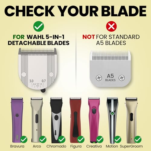 VALLNEI 8-Sized Stainless Steel Animal Grooming Comb Set for Wahl Clippers
