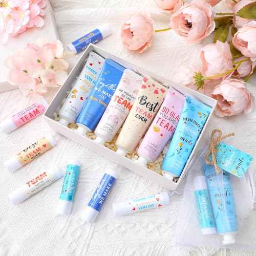 72set/288pcs Best Team Ever Gifts Christmas Bulk Gifts for Coworkers Women Employee Appreciation Gift Christmas Party Favors Xmas Stocking Stuffers Items Travel Hand Lotion and Lip Balm Set