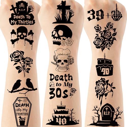 Death to My 30s Temporary Tattoos - 296 Pcs Party Favors