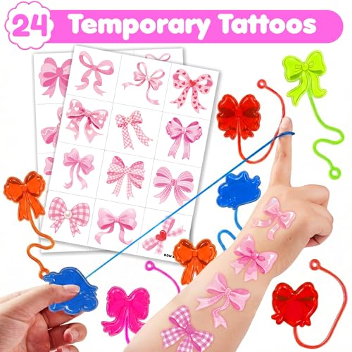 48Pc Bow Party Favors Set - Stick Hands & Temporary Tattoos