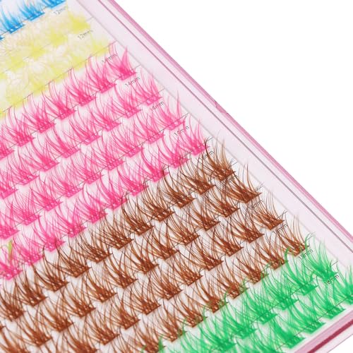 Dedila 120 Clusters Individual False Eyelashes Wide Stem D Curl Handmade Dramatic Black Soft and Light 5D Volume Eye Lashes Extensions Thick Base Women Girls Beauty Tools (10mm)