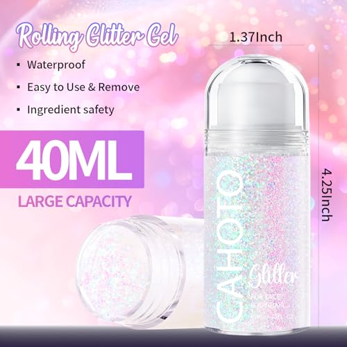 Pastel Glitter Gel Roll-On for Face, Body & Hair - 1.35oz