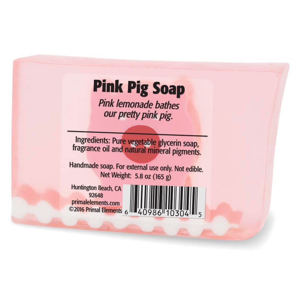 Primal Elements Glycerin Bar Soap | Helps All Skin Types, Sensitive, Oily & Dry Skin | NO PARABENS, VEGAN, GLUTEN FREE, 100% VEGETABLE BASE - (Pink Pig)