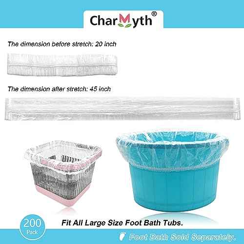 Pedi Guard Bath Liners 200 Count Disposable Pedicure Liners, Spa Footsie Clear Pedi Guard Bath Liners for Foot Bath Spa Massage Thick Elastic 2XL